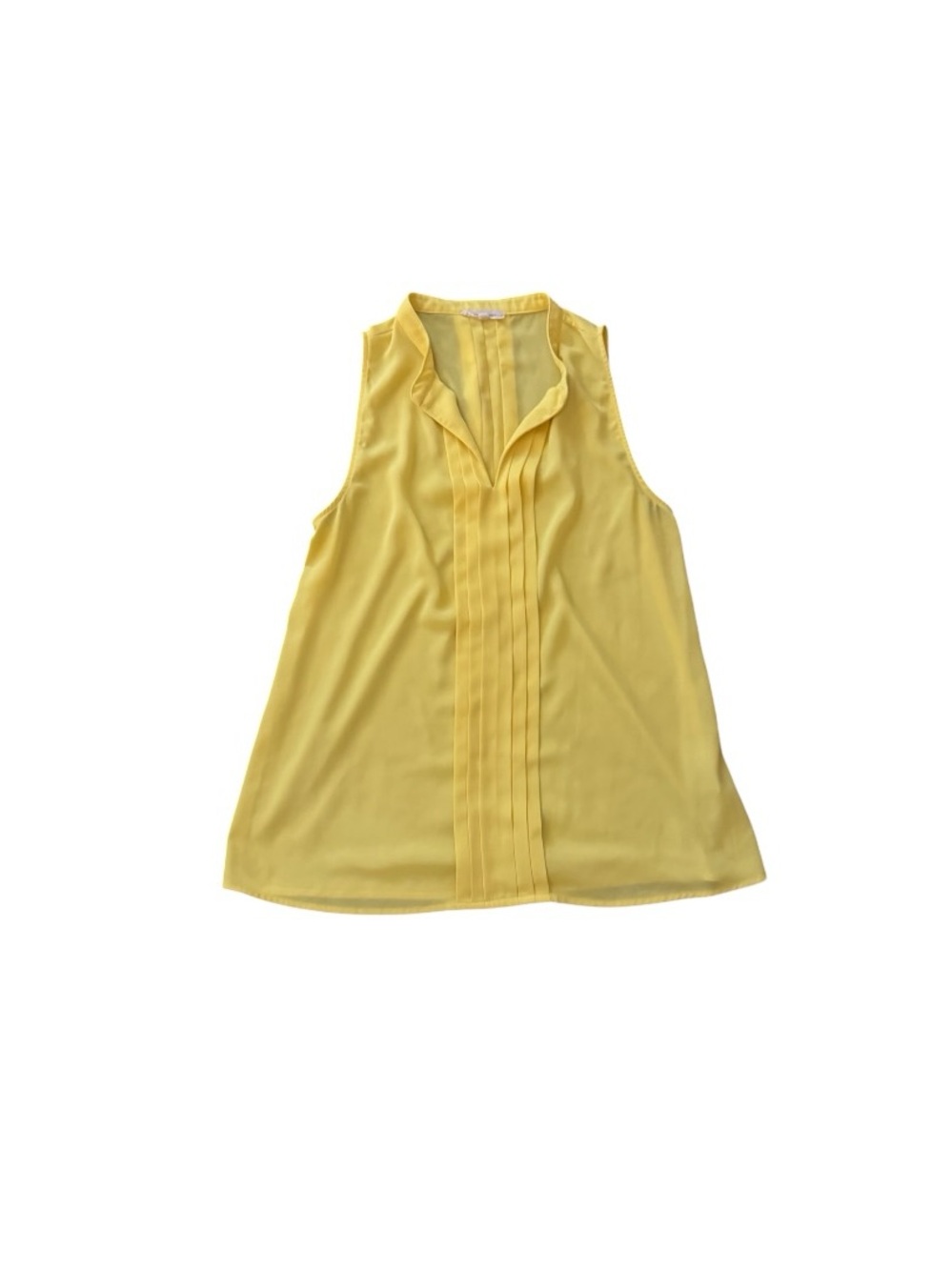 41 Hawthorn Yellow Pleated Sleeveless Blouse